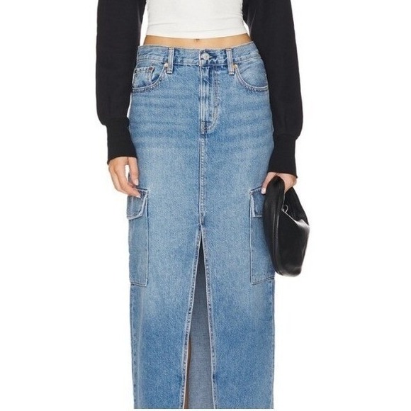 Sincerly Jules Dresses & Skirts - Sincerely Jules Blue Denim Jean Cargo Midi Skirt‎ Womens Junior Womens 11/29